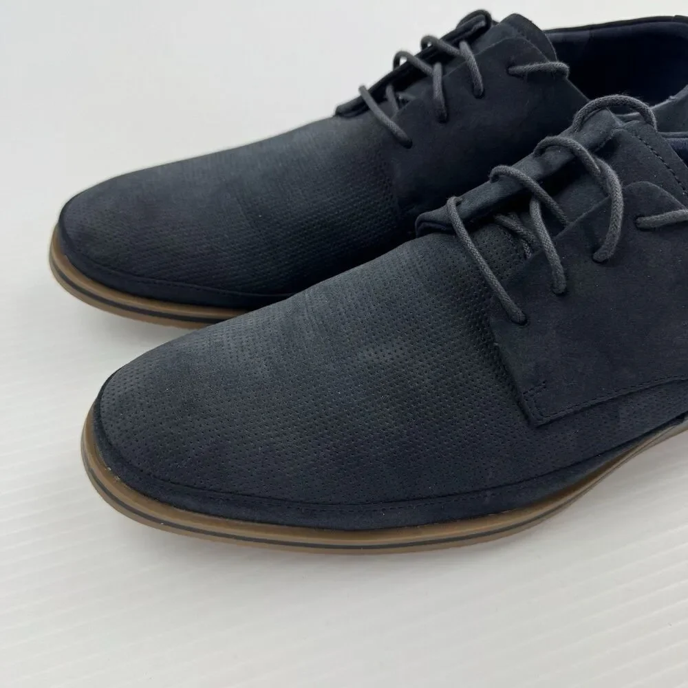 Freeman Franco Mens 10M Navy Faux Suede Oxford Casual Dress Shoes Lace Up